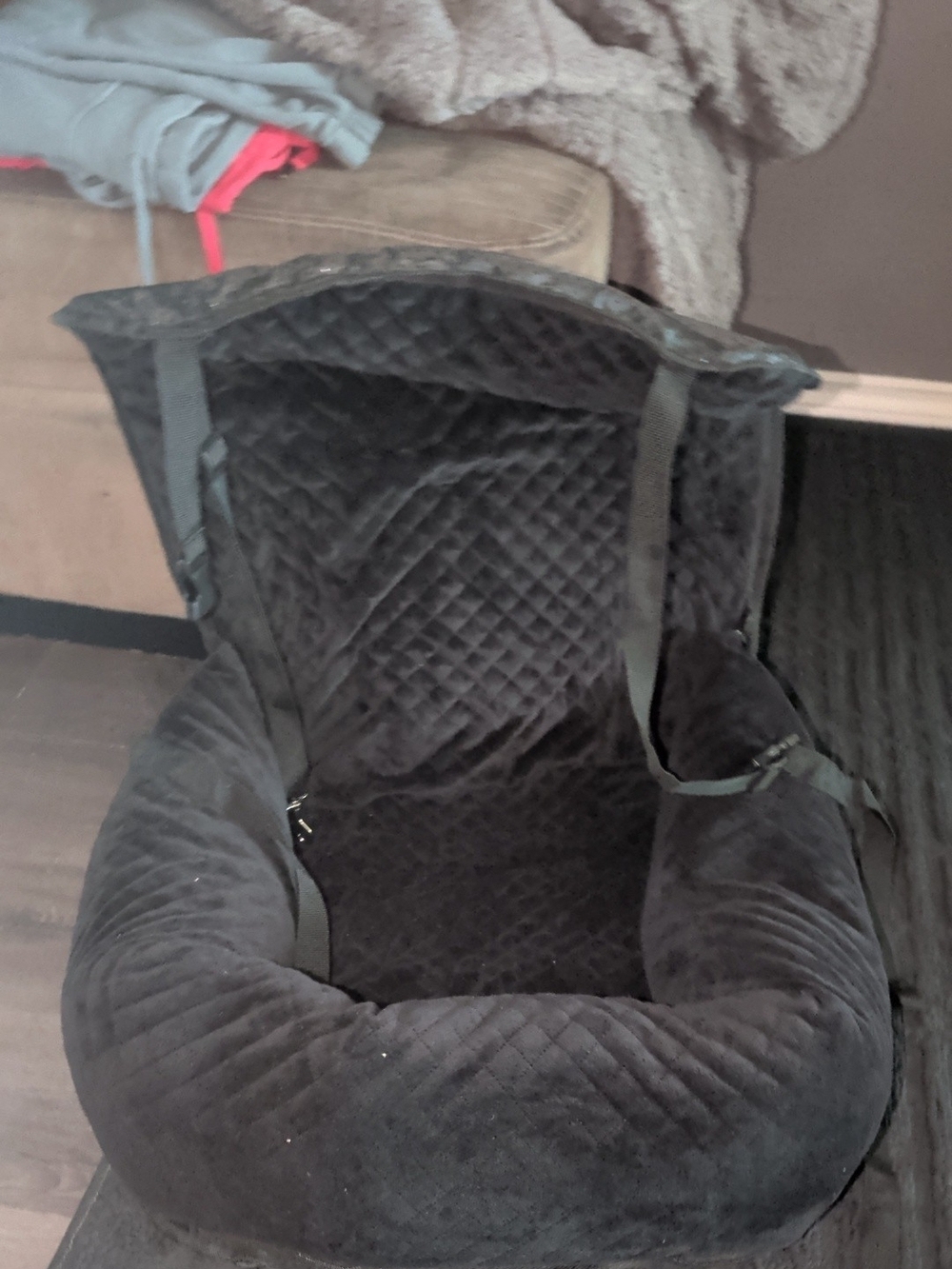 Plush Quilted Black Dog Car Seat Cover